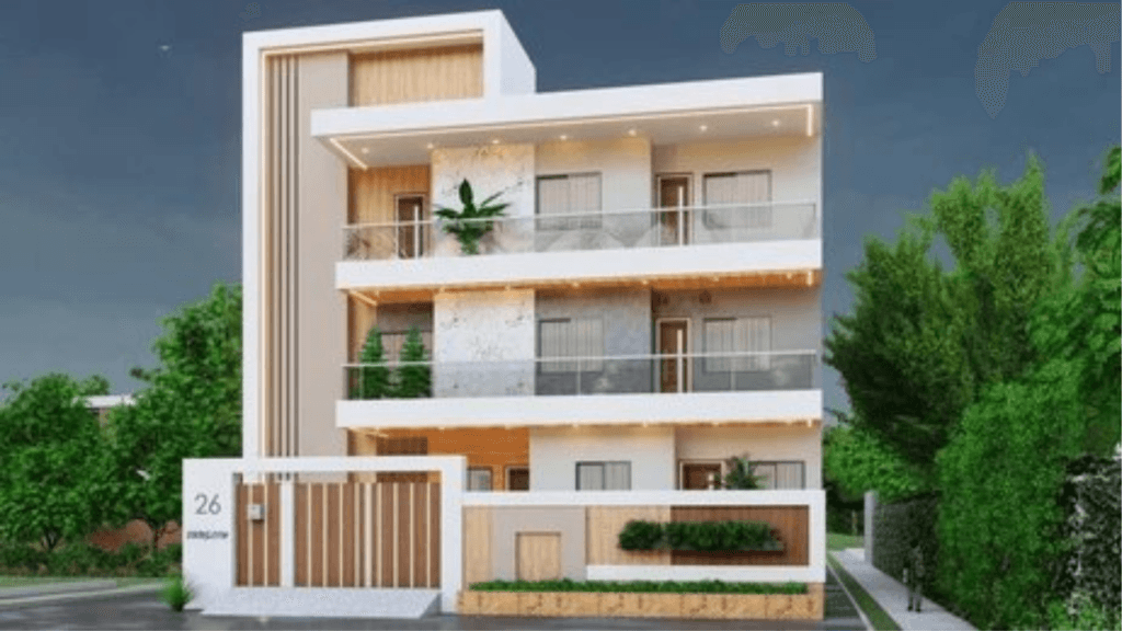 Modern residential project by house construction contractors in Bangalore.